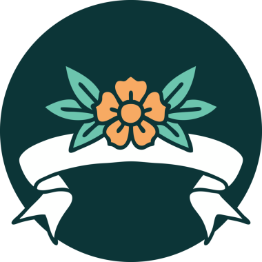 bir insan tarafından çizilmiş bir çiçek pankartıyla dövme biçimi simgesi