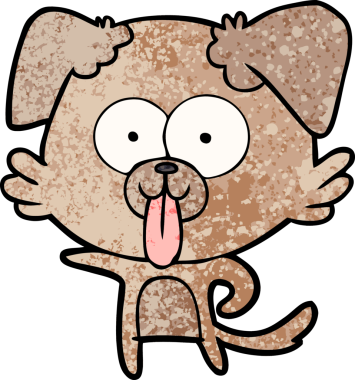 Bir insan tarafından çizilmiş dilli çizgi film köpeği.