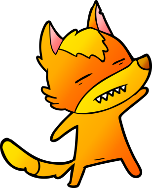 Bir insan tarafından çizilmiş tilki çizgi film karakteri