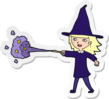 Bir insan tarafından çizilmiş bir cadı kızın çıkartması.