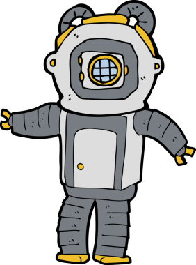 bir insan tarafından çizilmiş derin deniz dalgıcı çizgi filmi