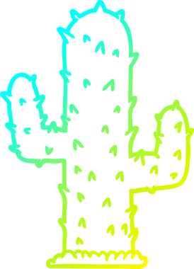 Bir insan tarafından çizilen kaktüsün soğuk gradyan çizgisi.