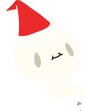 Bir insan tarafından çizilmiş Kawai hayaletinin Noel karikatürü.