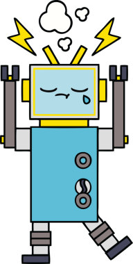 Bir insan tarafından çizilmiş ağlayan bir robot çizimi.