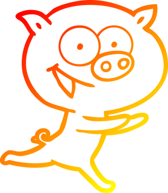 Bir insan tarafından çizilmiş neşeli bir domuz çizgi filmi.