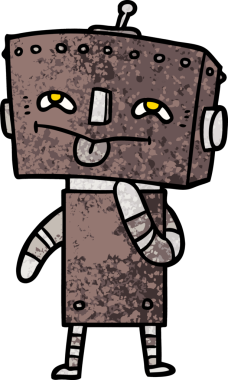 Bir insan tarafından çizilmiş çizgi film robotu