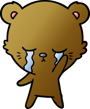 Bir insan tarafından çizilmiş ağlayan ayı karikatürü.