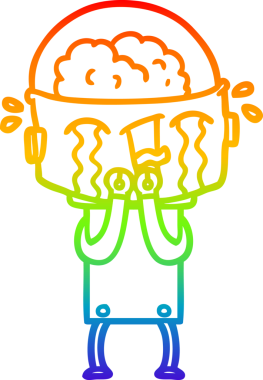 gökkuşağı gradyan çizimi bir insan tarafından çizilmiş ağlayan bir robot çizgi