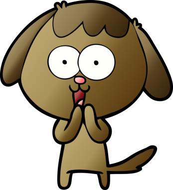 Bir insan tarafından çizilmiş şirin bir çizgi film köpeği.