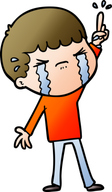 Bir insan tarafından çizilmiş ağlayan çizgi film adamı.