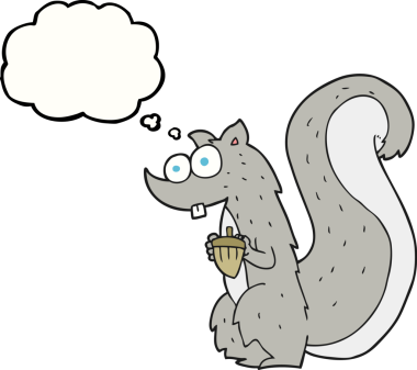 Bir insan tarafından çizilmiş fındıklı serbest çizim baloncuk sincap.