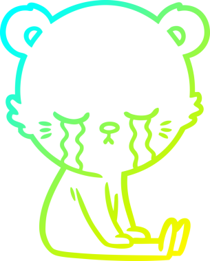 Bir insan tarafından çizilmiş ağlayan çizgi film ayısının soğuk gradyan çizgisi.