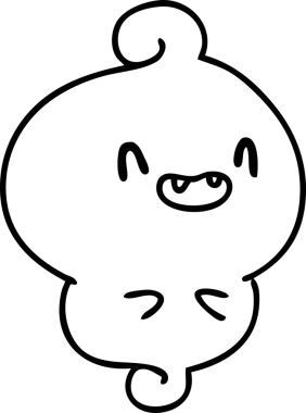 Bir insan tarafından çizilmiş mutlu bir cadılar bayramı hayaletinin çizgi karalaması