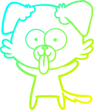 Bir insan tarafından çizilmiş dilli çizgi film köpeği çizimi.