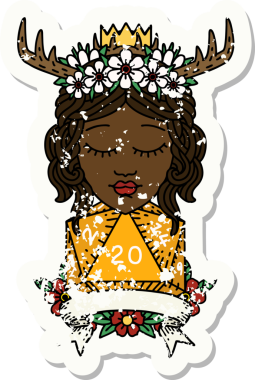 Retro Dövme Tarzı İnsan Druid Bir insan tarafından çizilmiş doğal 20 rulo ile