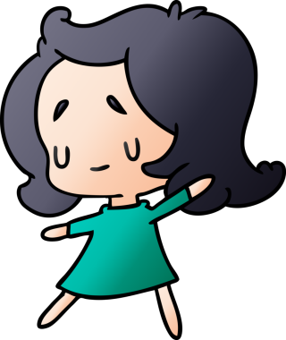 Bir insan tarafından çizilmiş sevimli bir kawai kızının gradyan çizimi.