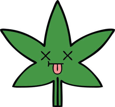 Bir insan tarafından çizilmiş marihuana yaprağı karikatürü.