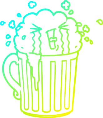 Bir insan tarafından çizilen bira bardağının soğuk gradyan çizimi.