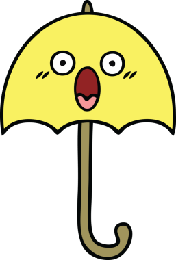 Bir insan tarafından çizilmiş şirin şemsiye karikatürü.