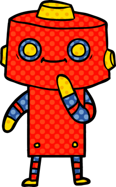 Bir insan tarafından çizilmiş çizgi film robotu