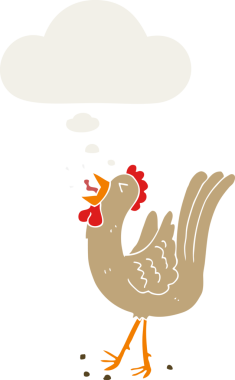 Karikatür ötüşü. Düşünce baloncuğu insan tarafından çizilmiş.