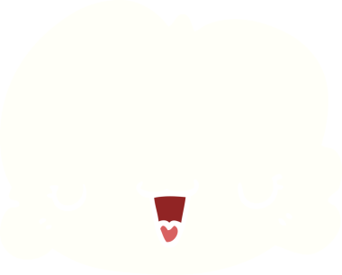 Bir insan tarafından çizilmiş şirin düz renkli çizgi film bulutu