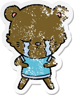 Bir insan tarafından çizilmiş ağlayan çizgi film ayısının sıkıntılı çıkartması.