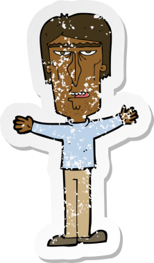 Bir insan tarafından çizilmiş kızgın bir çizgi filmin gerilimli çıkartması.