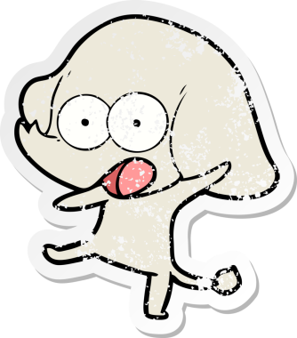 Bir insan tarafından çizilmiş şirin bir filin sıkıntılı çıkartması