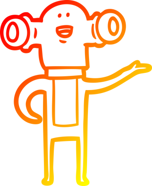 Bir insan tarafından çizilmiş, dost canlısı bir uzaylı çizgi filminin çizimi.