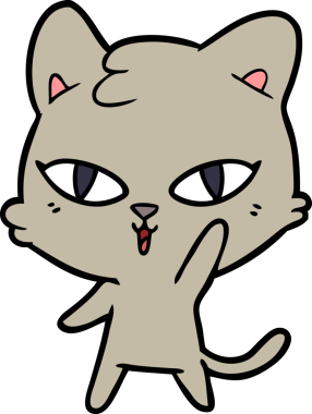 Bir insan tarafından çizilmiş çizgi film kedisi.