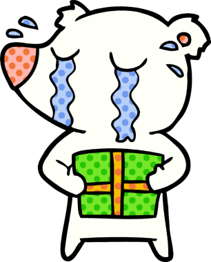 Bir insan tarafından çizilmiş üzgün küçük kutup ayısı çizgi filmi.