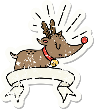 Bir insan tarafından çizilmiş eski dövme stili Ren geyiği etiketi.