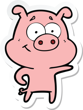 Bir insan tarafından çizilmiş bir domuzun çıkartması.