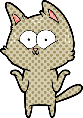 Çizgi film kedisi bir insan tarafından çizilmiş omuzlarını silkiyor.