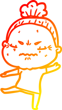 Bir insan tarafından çizilmiş, karikatür çizen yaşlı bir kadın.