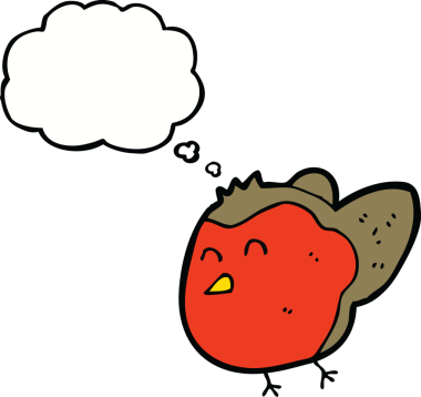 Bir insan tarafından çizilmiş düşünce balonlu çizgi robin.