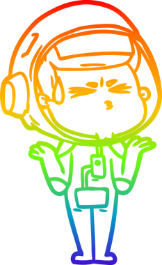 Bir insan tarafından çizilen gökkuşağı gradyan çizimi stresli astronot