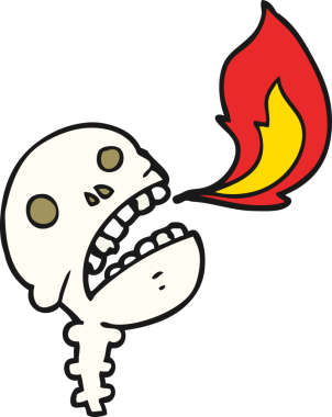 Bir insan tarafından çizilmiş tuhaf cadılar bayramı kafatası çizgi filmi.