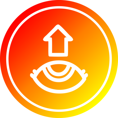 Göz, bir insan tarafından çizilmiş sıcak eğimli dairesel simgeye bakıyor