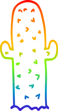 Bir insan tarafından çizilmiş bir kaktüsün gökkuşağı gradyanı çizimi