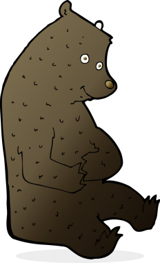 Bir insan tarafından çizilmiş mutlu siyah ayı.