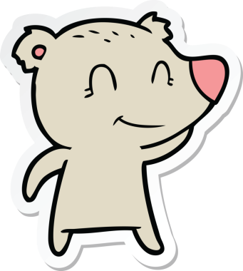 Bir insan tarafından çizilmiş gülümseyen ayı çizgi filminin çıkartması.