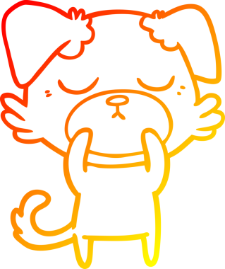 Bir insan tarafından çizilmiş sevimli bir köpeğin sıcak çizgi çizgisi.