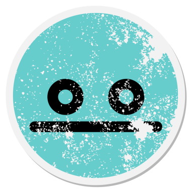 Etkilenmemiş boş göz ifadesi bir insan tarafından çizilmiş dairesel etiket