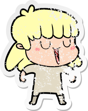 Bir insan tarafından çizilmiş karikatür bir kadının sıkıntılı çıkartması.