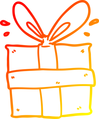 Bir insan tarafından çizilmiş bir hediyenin sıcak çizgi çizimi