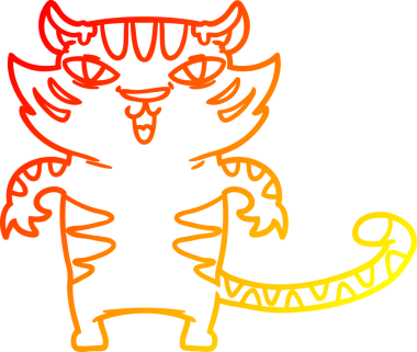 Bir insan tarafından çizilmiş mutlu çizgi film kaplanı çizimi.