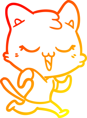 Bir insan tarafından çizilmiş mutlu çizgi film kedisinin sıcak çizgi çizgisi.