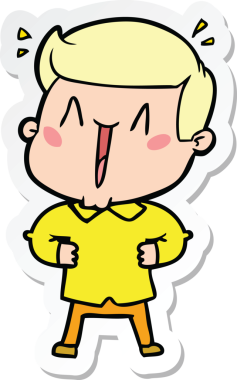 Bir insan tarafından çizilmiş heyecanlı bir adamın çıkartması.